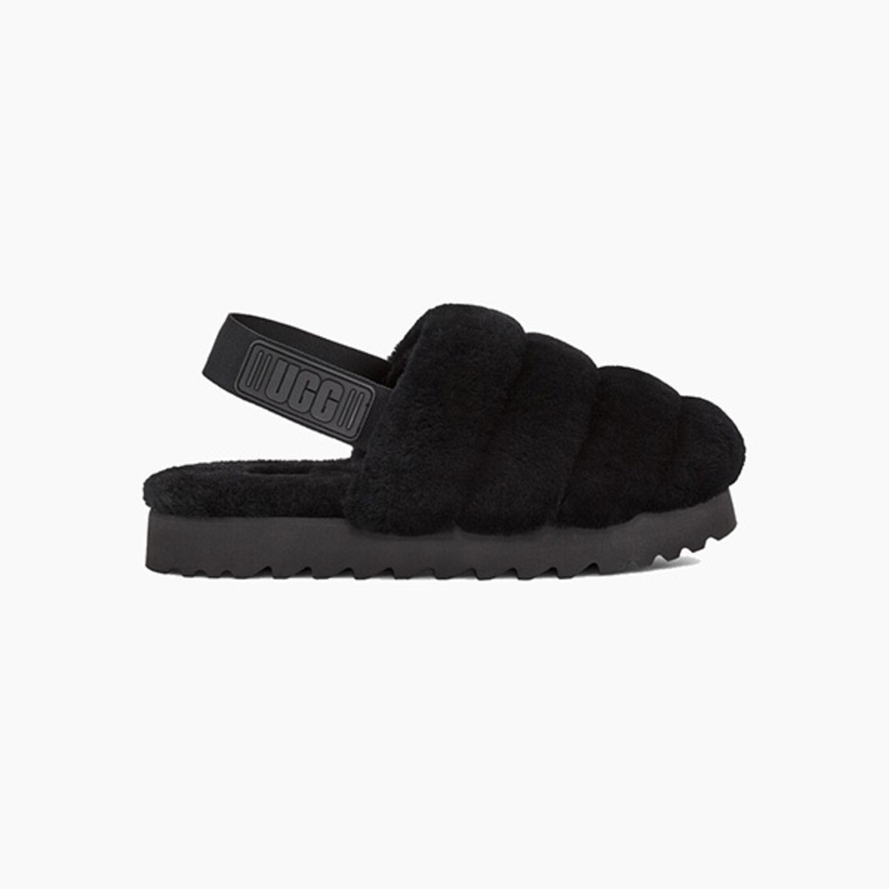 UGG Black Women's Super Fluff Slippers,